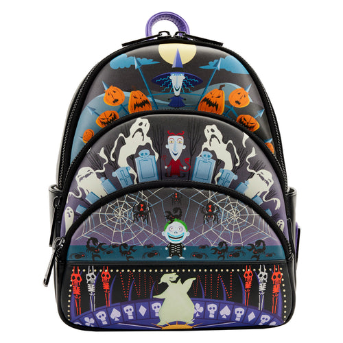 loungefly disney the nightmare before christmas glow triple pocket mini backpack - alwaysspecialgifts.com