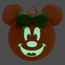 Load image into Gallery viewer, loungefly minnie mouse glow in the dark pumpkin mini backpack  - alwaysspecialgifts.com