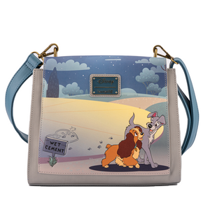 loungefly disney lady and the tramp wet cement crossbody bag - alwaysspecialgifts.com