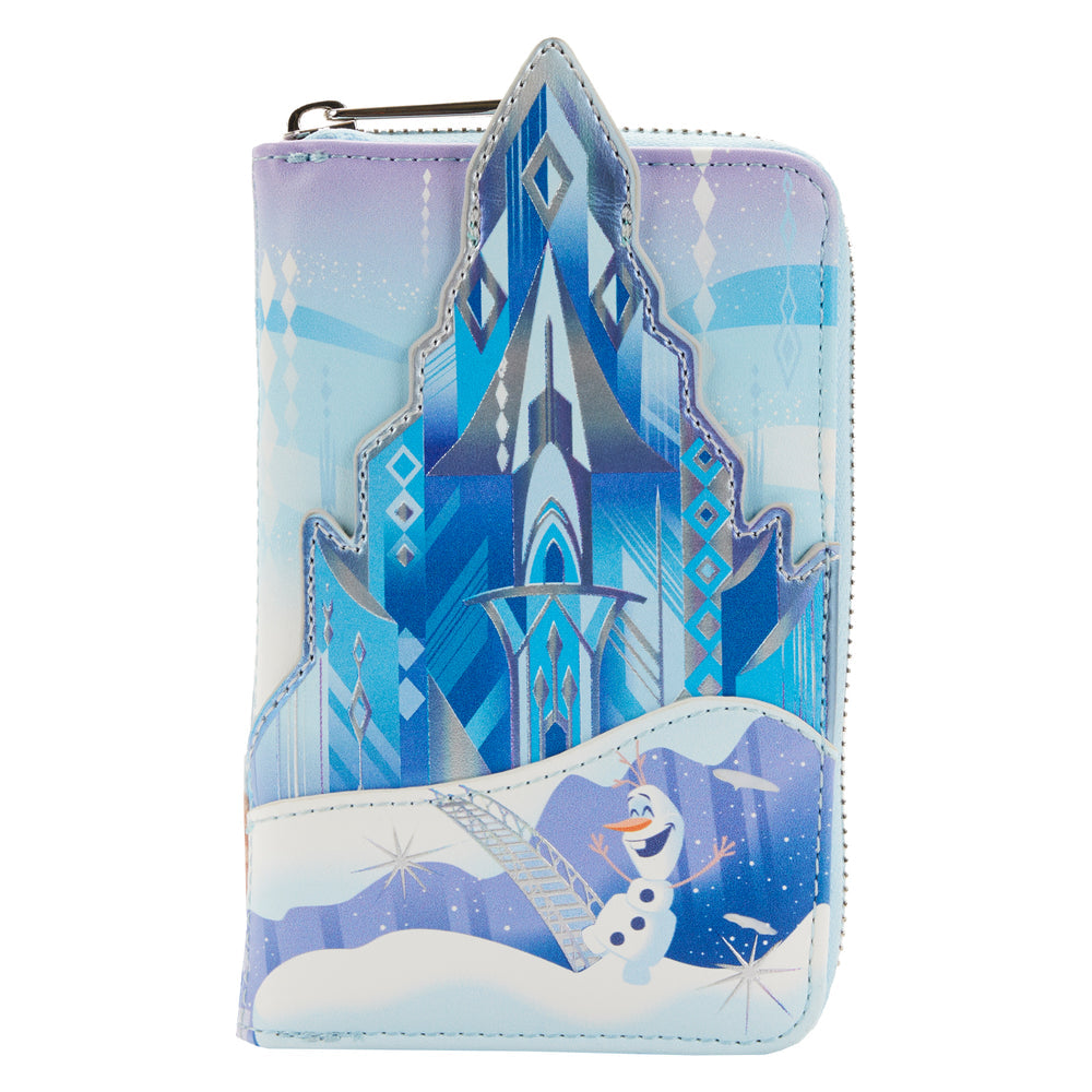 loungefly frozen queen elsa castle zip around wallet - alwaysspecialgifts.com