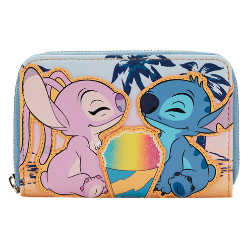 loungefly lilo & stich angel and stich snow cone date zip around wallet - alwaysspecialgifts.com