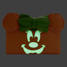 Load image into Gallery viewer, loungefly minnie mouse glow in the dark pumpkin flap wallet - alwaysspecialgifts.com