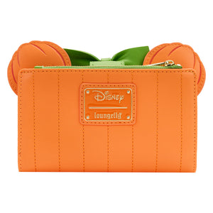 loungefly minnie mouse glow in the dark pumpkin flap wallet - alwaysspecialgifts.com