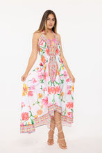 Load image into Gallery viewer, white bright color flowers print 694 halter dress - alwaysspecialgifts.com