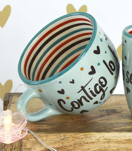 contigo lo bonito se vuelve infinito tazota hand painted mexican art - alwaysspecialgifts.com