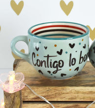 Load image into Gallery viewer, contigo lo bonito se vuelve infinito tazota hand painted mexican art - alwaysspecialgifts.com
