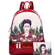 Load image into Gallery viewer, frida kahlo back pack red and black authentic -alwaysspecialgifts.com