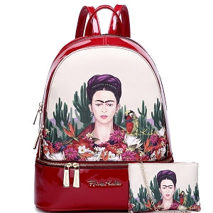 frida kahlo back pack red and black authentic -alwaysspecialgifts.com