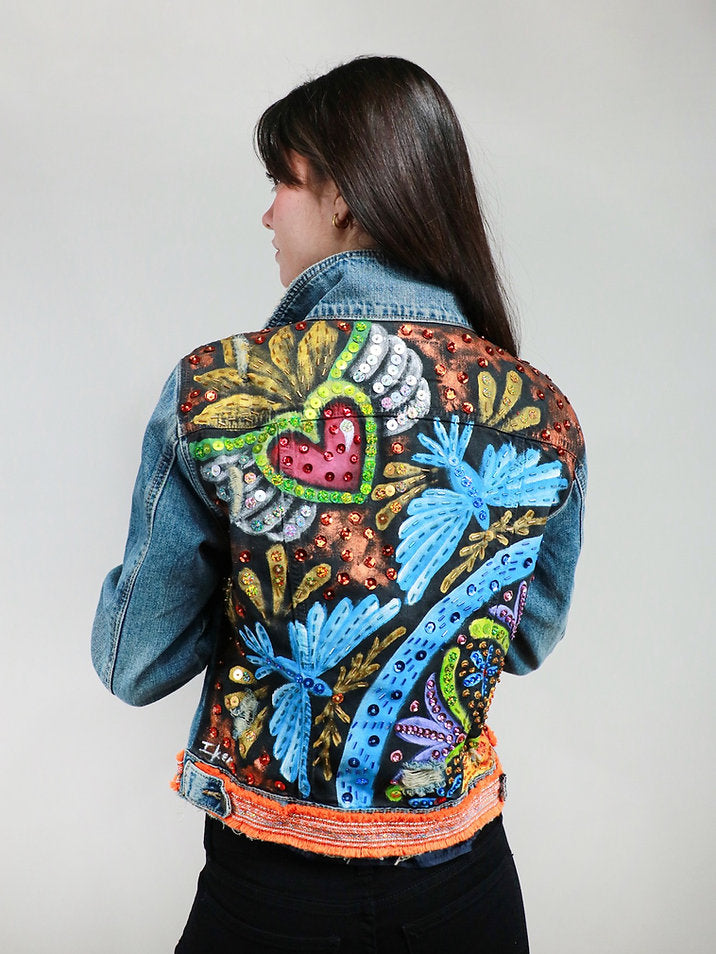 Beaded jean best sale jacket