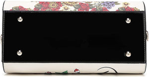 frida kahlo flower handbag theme 2 way wing satchel beige black   - alwaysspecialgifts.com
