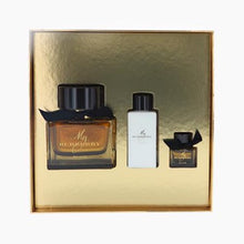 Load image into Gallery viewer, my burberry black gift set 3 pcs eau de parfum 3.oz , body lotion, eau de parfum -alwaysspecialgifts.com