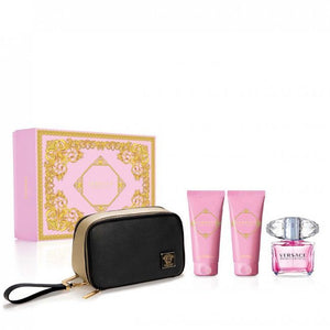 bright crystal by versace 4pcs gift set eau de toilette 3oz , showerl gel , body lotion 3.4, travel beauty bag - alwaysspecialgifts.com