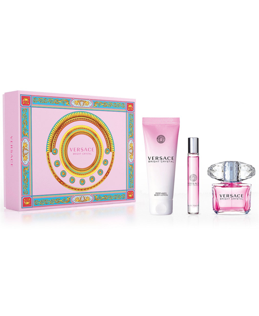 versace Bright crystal gift set 3 pcs eau de toilette 3.0oz 90ml , body lotion 5.oz , eau de toilette 0.3oz 10ml -alwaysspecialgifts.com
